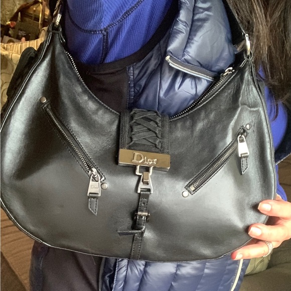 Dior Handbags - SOLD🔥Authentic DIOR ADMIT IT Lace up sides zip top clasp leather shoulder bag